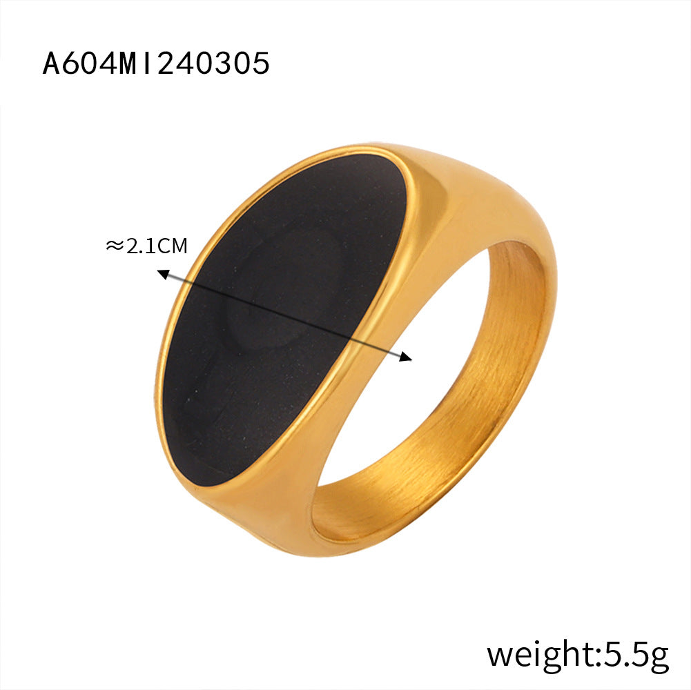 Retro fashion personalized titanium steel gold-plated geometric enamel color glaze ring ring jewelry wholesale women