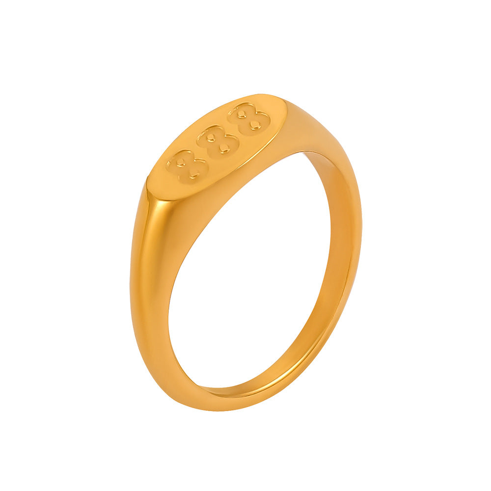 Chic style personality minimalist style elegant index finger ring lucky number three consecutive design sense titanium steel gold-plated ring