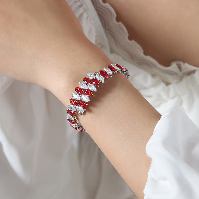 New high-end fashion personalized niche design light luxury inlaid with colored zircon bracelet jewelry women