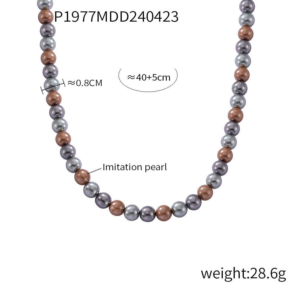 Casual style personality elegant beads handmade beaded design sense necklace women's niche simple collarbone chain jewelry