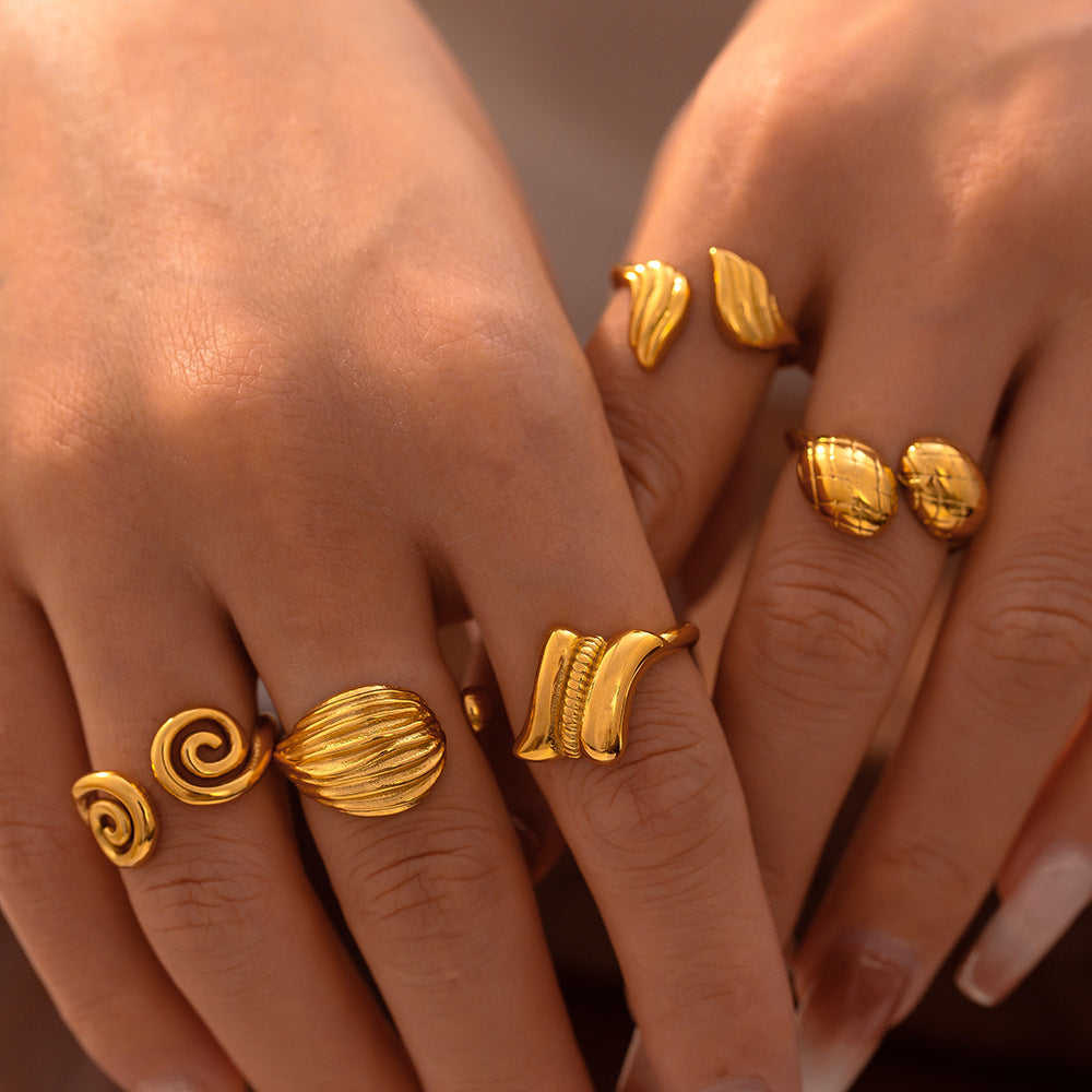 New thread opening ring creative personality design ring titanium steel plated 18k real gold jewelry women pp