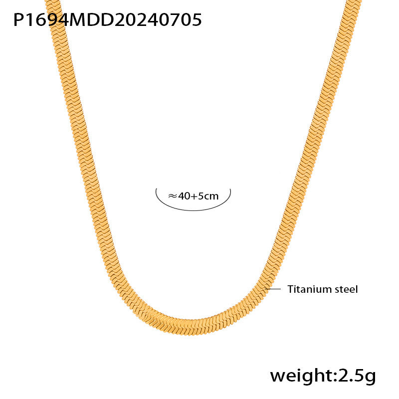 Diamond-encrusted gypsy double-sided meve letters stacked collarbone necklace bracelet exquisite titanium steel set pp