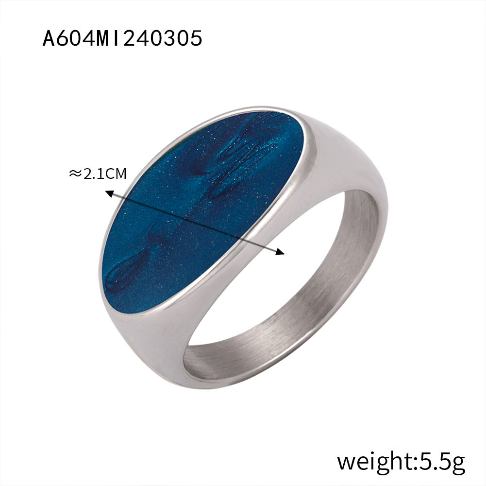 Retro fashion personalized titanium steel gold-plated geometric enamel color glaze ring ring jewelry wholesale women