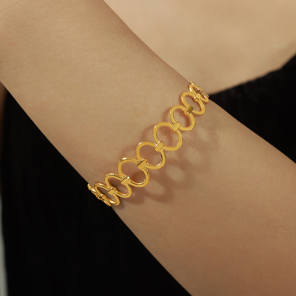 New simple, fashionable and versatile personalized titanium steel gold-plated irregular geometric hollow opening bracelet jewelry