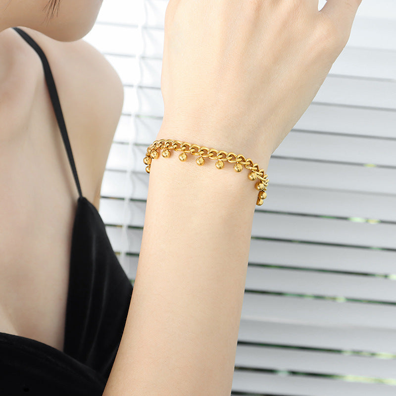 New Stainless Steel Cuban Chain Light Luxury Versatile Jewelry Trend Gas Plated 18K Gold Bracelet