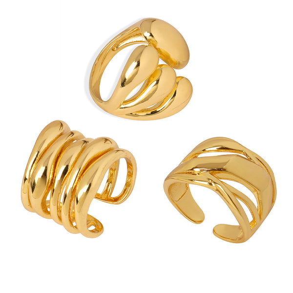 New cold wind simple niche design copper irregular opening ring fashionable personalized jewelry women