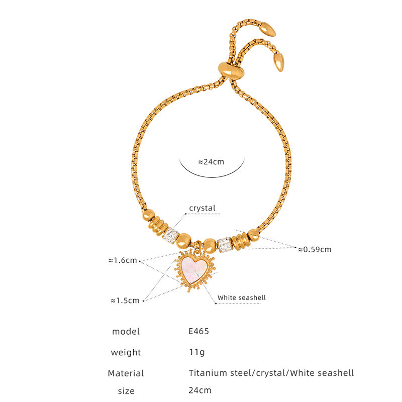 Titanium steel electroplated 18k gold non-fading pendant bracelet female, new retro heart-shaped pendant bracelet wholesale pp