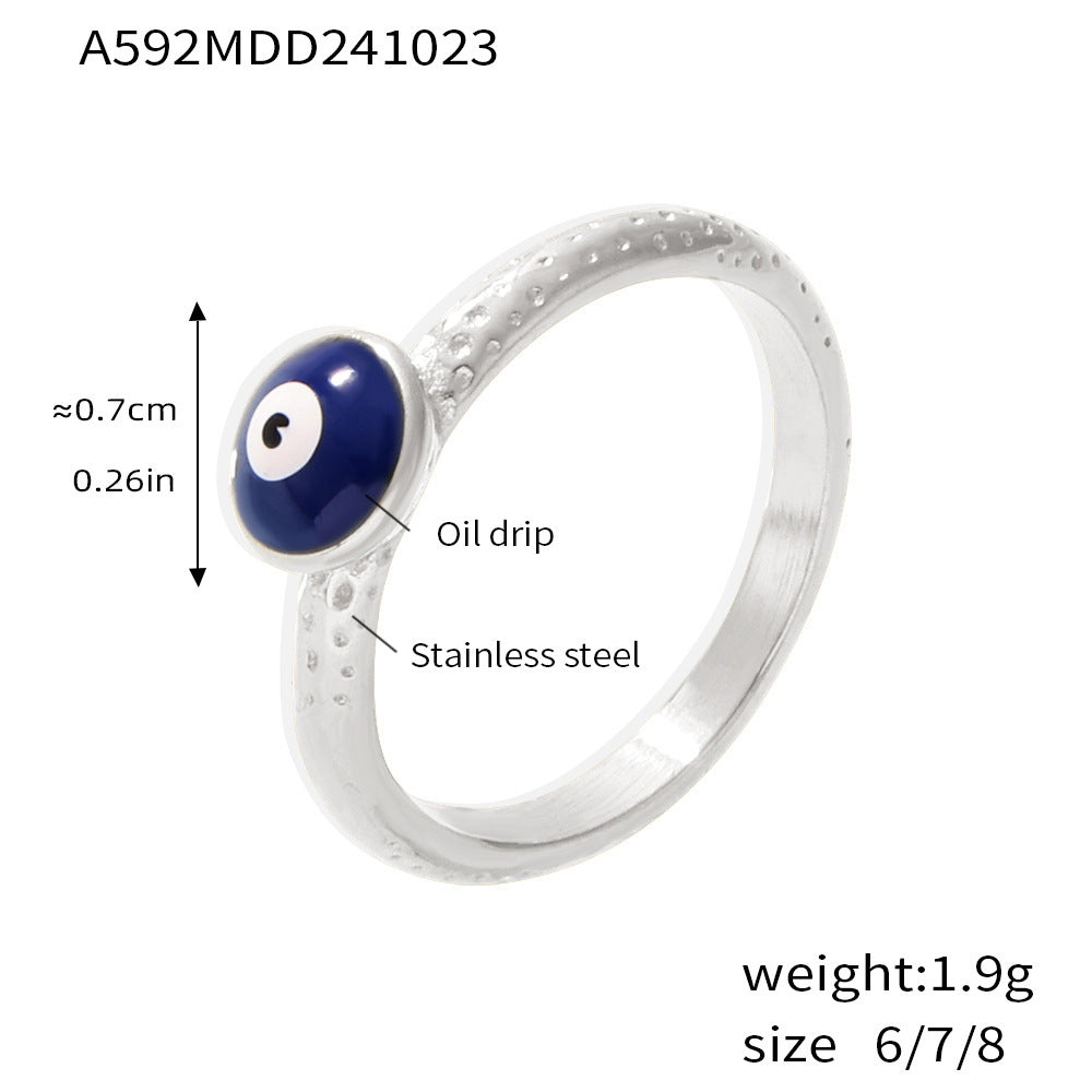 Personalized Blue Eye Ring Fashion Creative Drip Devil's Eye Ring Stainless Steel Popular Jewelry