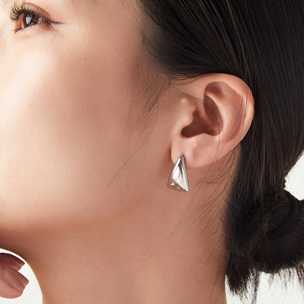 Jewelry Personality Geometric Triangle Titanium Steel Stud Earrings Niche Light Luxury Earrings Daily Versatile Jewelry