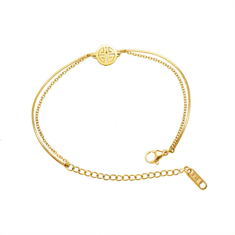 Bracelet Internet celebrity trendy round brand happy character double layer snake chain bracelet titanium steel 18k gold bracelet