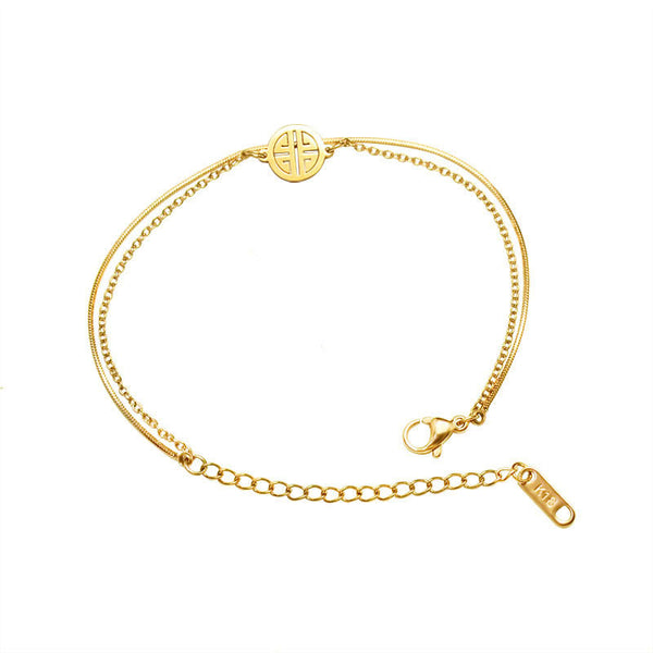 Bracelet Internet celebrity trendy round brand happy character double layer snake chain bracelet titanium steel 18k gold bracelet