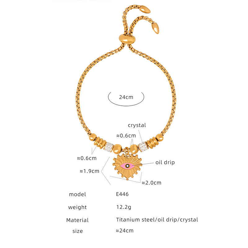 Retro personality versatile all kinds of exaggerated eye pendant titanium steel bracelet women's jewelry spot wholesale pp