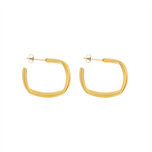 Summer exaggerated geometric earrings women's Christmas autumn and winter retro temperament earrings titanium steel plated 18K gold F354