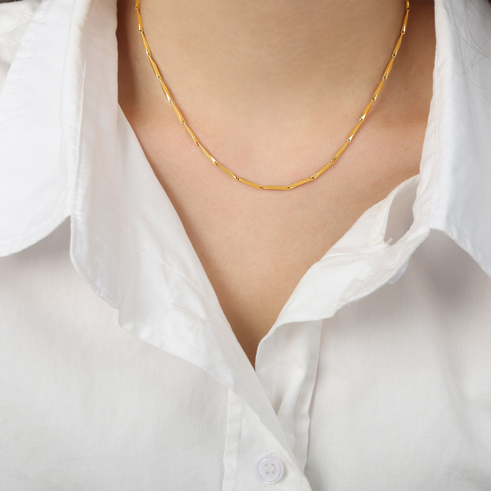 New high-end cold wind niche simple fashion versatile temperament titanium steel gold-plated personalized necklace jewelry