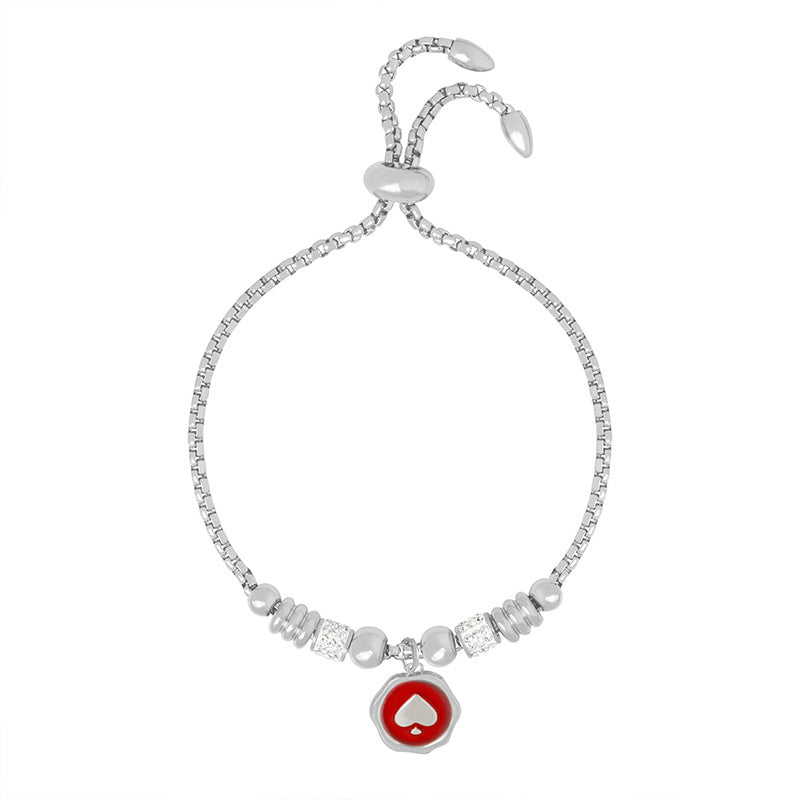 Titanium steel electroplated 18k gold non-fading pendant bracelet female, new retro heart-shaped pendant bracelet wholesale pp
