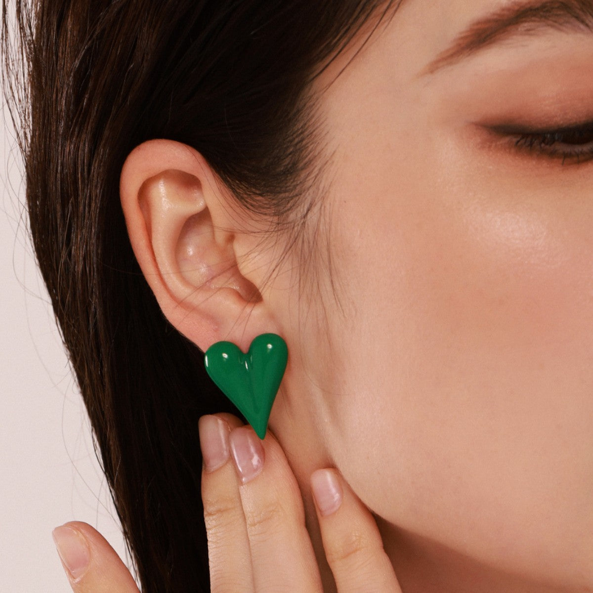 Weights Color Glaze Peach Heart Earrings Niche Love Earrings Women's Stainless Steel PVD Electroplating Factory Spot