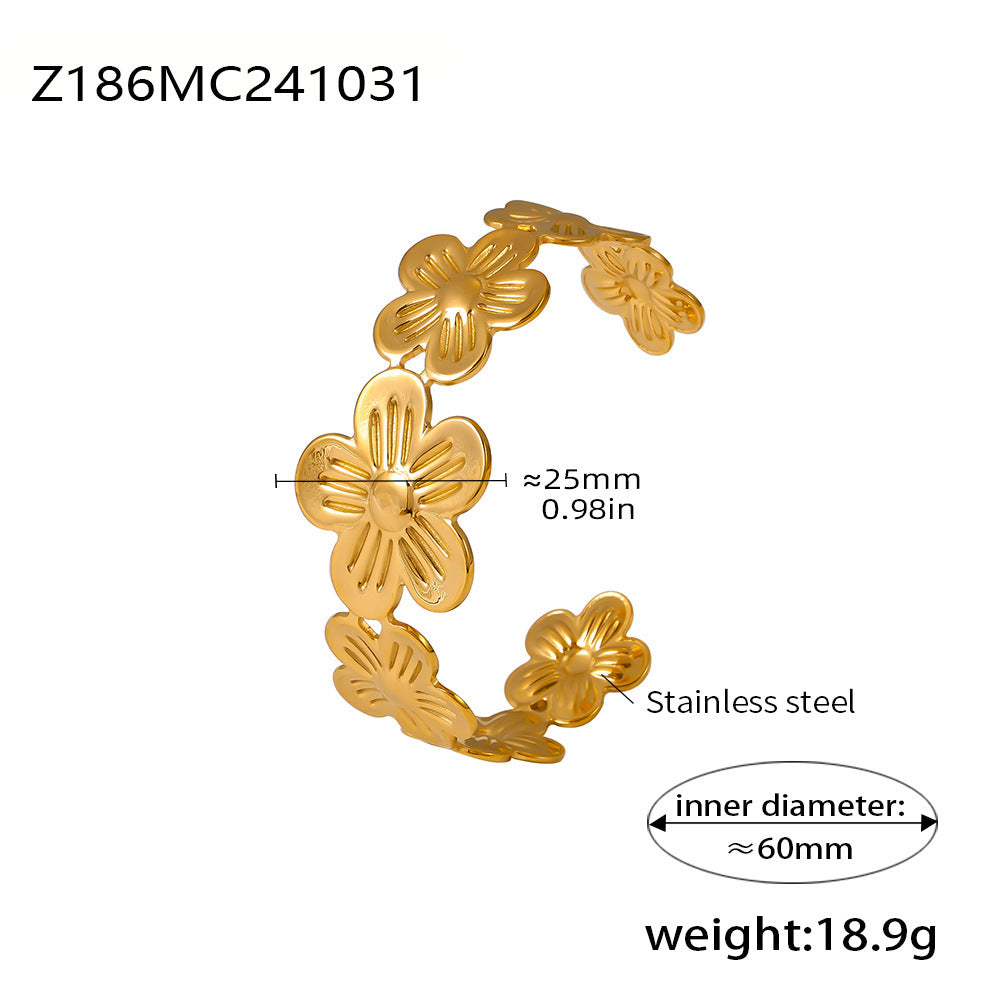 Flower Hollow Opening Bracelet Stainless Steel 18K Gold Cross-border Fashion Adjustable Jewelry Combination Spot 99
