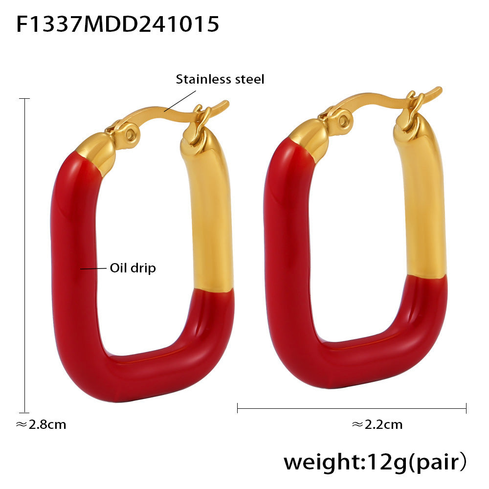 U-shaped drip earrings, fashionable new trendy stainless steel gold-plated color-preserving ear jewelry