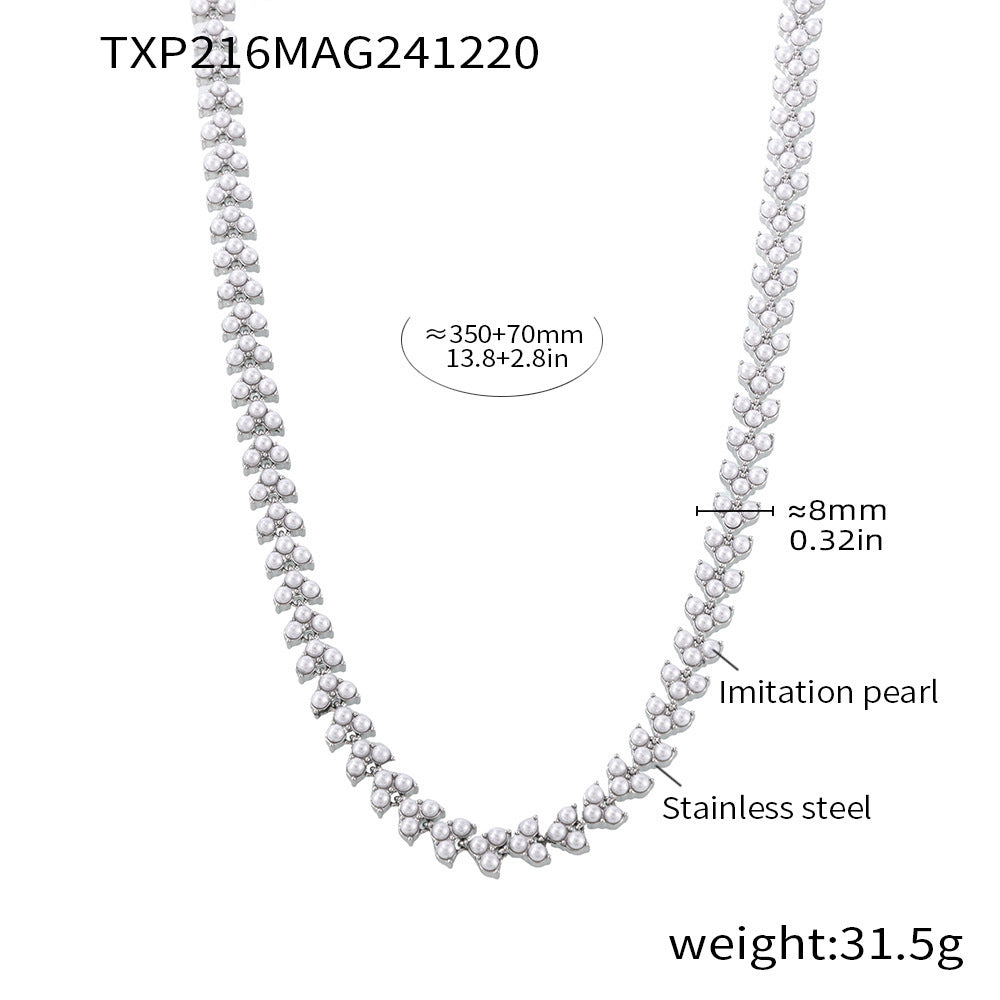 Exquisite bead necklace hand-assembled heavy industry high version stainless steel electroplating 18k real gold spot