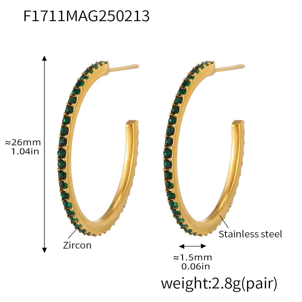 Fine titanium steel inlaid zircon earrings fashion light luxury personalized temperament earrings spot wholesale