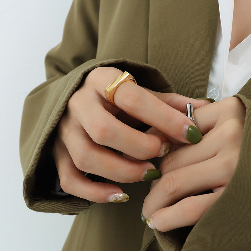 Cold wind retro niche design irregular geometric ring trendy metal hand jewelry A280