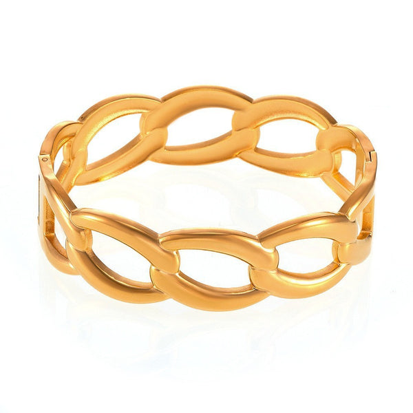 Light Luxury Minimalist Ring Diamond Zircon Bracelet Combination Titanium Steel Plated 18K Real Gold Bracelet