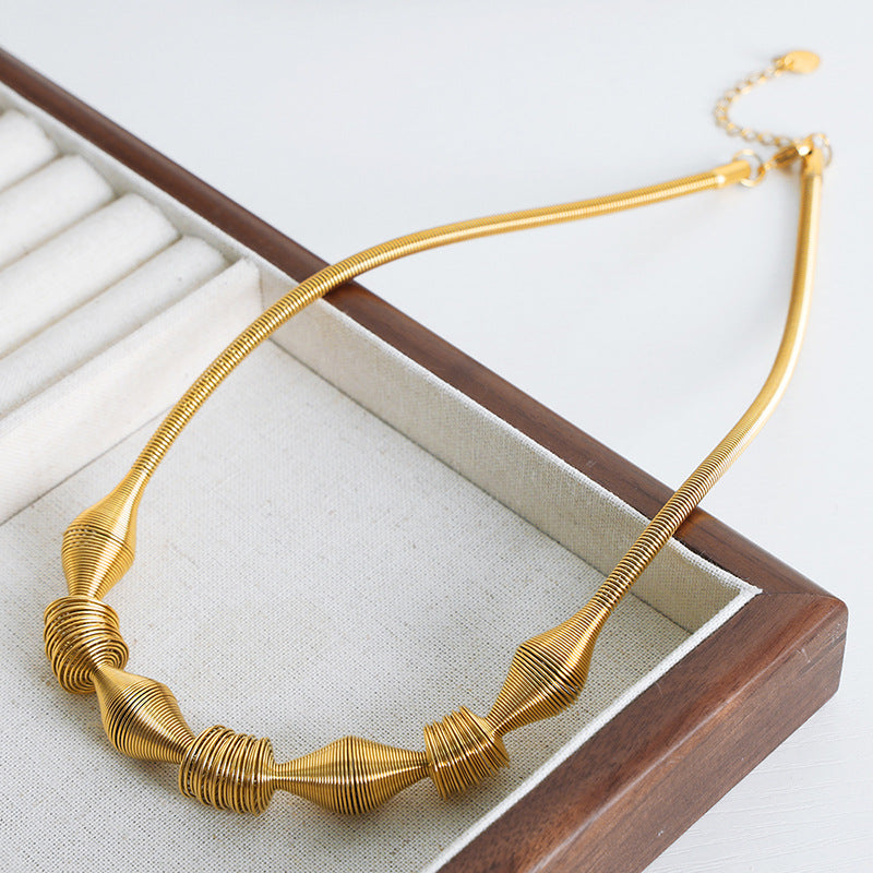 New high-end fashion personalized design retro temperament titanium steel gold-plated pendant necklace jewelry female pp