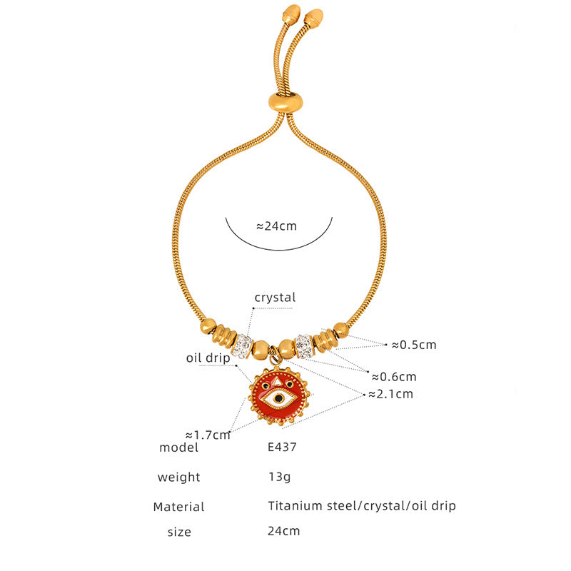Titanium steel electroplated gold 18k does not fade, personalized exaggeration, eye pendant, bracelet, women's wholesale jewelry
