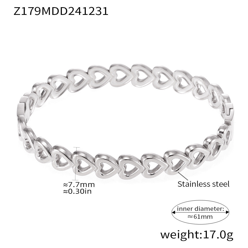 Light Luxury Minimalist Ring Diamond Zircon Bracelet Combination Titanium Steel Plated 18K Real Gold Bracelet