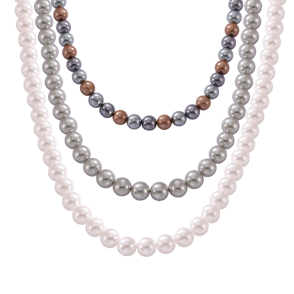 Casual style personality elegant beads handmade beaded design sense necklace women's niche simple collarbone chain jewelry
