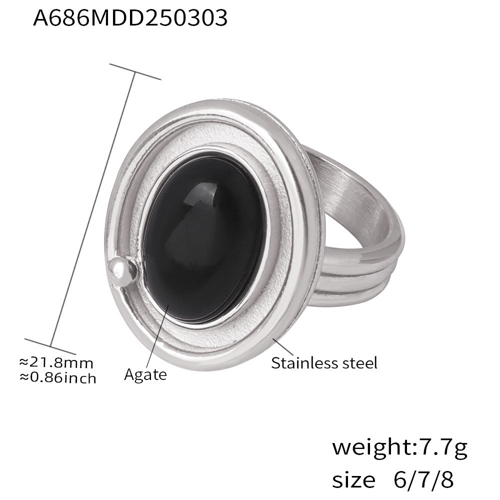 Zircon inlaid ring fashion personality stainless steel color retention index finger ring combination tide wholesale