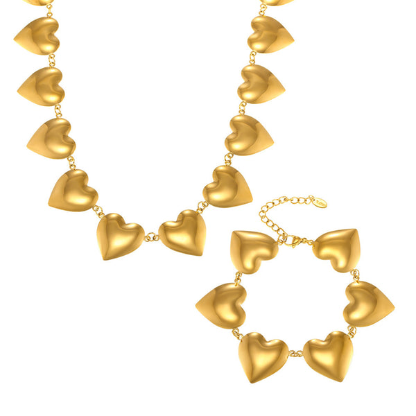 Trendy love splicing chain necklace bracelet set exaggerated fashion jewelry does not fade 99