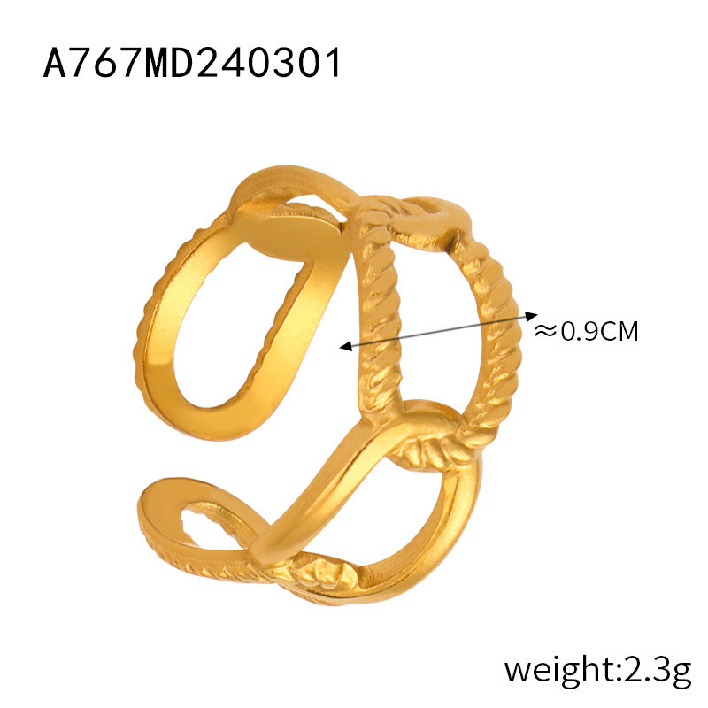New fashion personalized design niche open ring titanium steel gold-plated geometric versatile jewelry simple jewelry wholesale