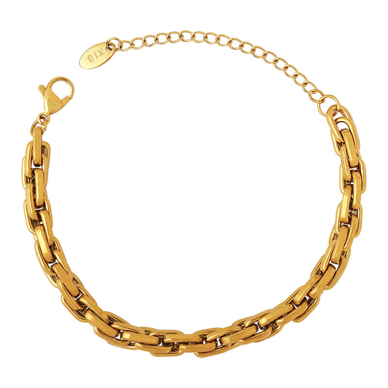 Premium thick chain bracelet women's titanium steel jewelry plated with 18k gold interlocking chain hip-hop jewelry
