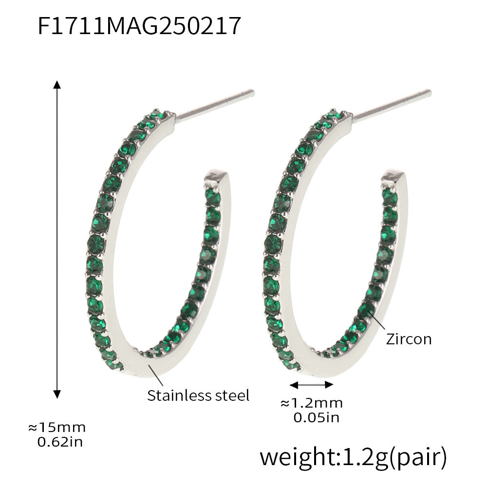 Fine titanium steel inlaid zircon earrings fashion light luxury personalized temperament earrings spot wholesale