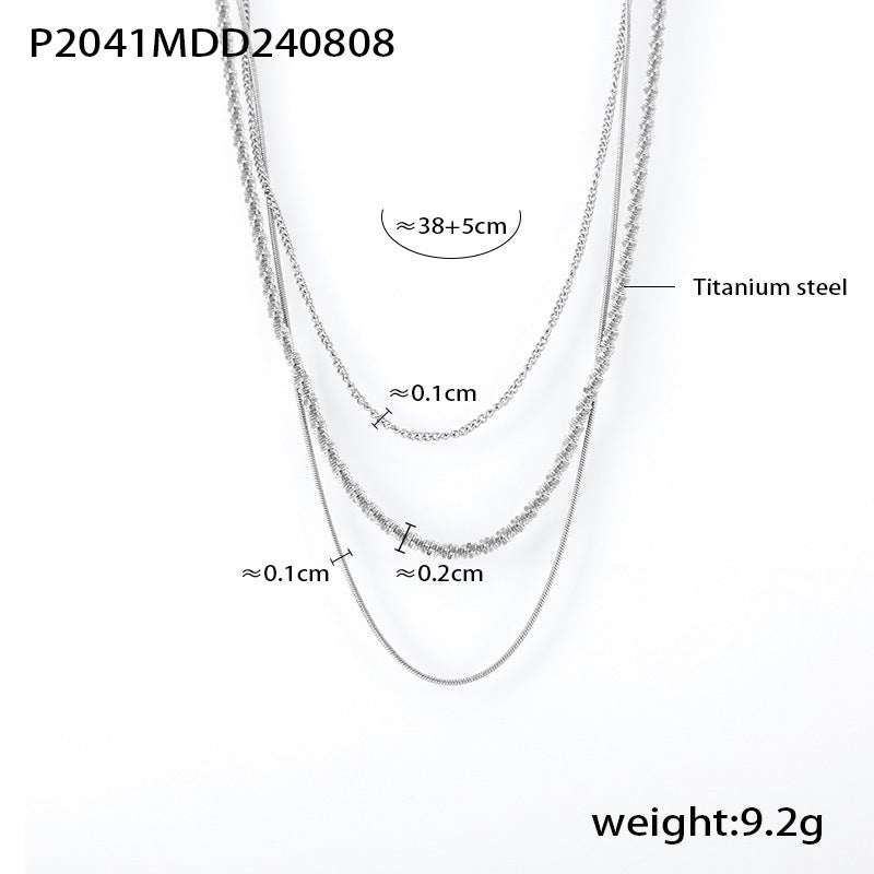 Fashion cuba titanium steel necklace hip-hop style multi-layer stacked choker women's fashion trend collarbone chain pp