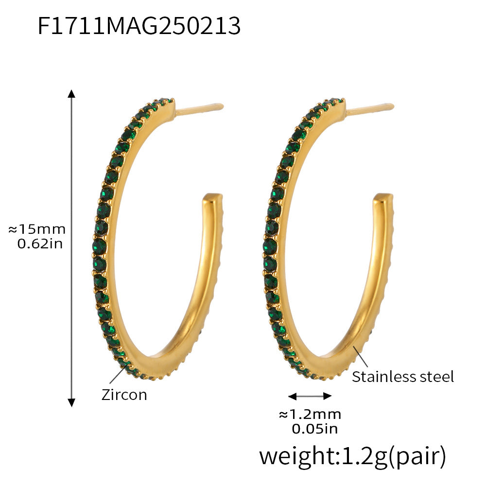 Fine titanium steel inlaid zircon earrings fashion light luxury personalized temperament earrings spot wholesale