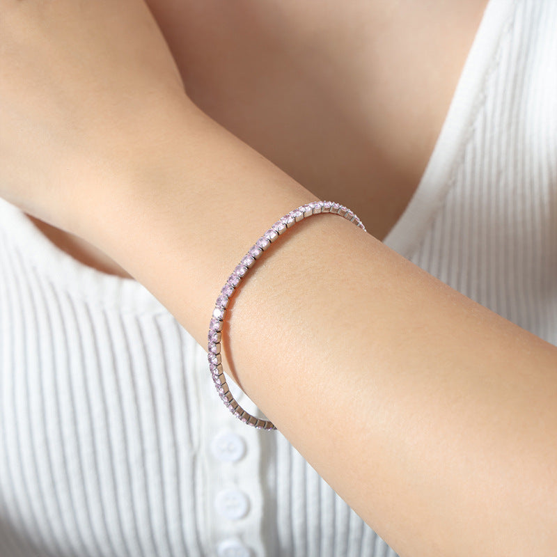 New high-end light luxury full of zircon niche design titanium steel gold-plated personalized bracelet women's jewelry wholesale