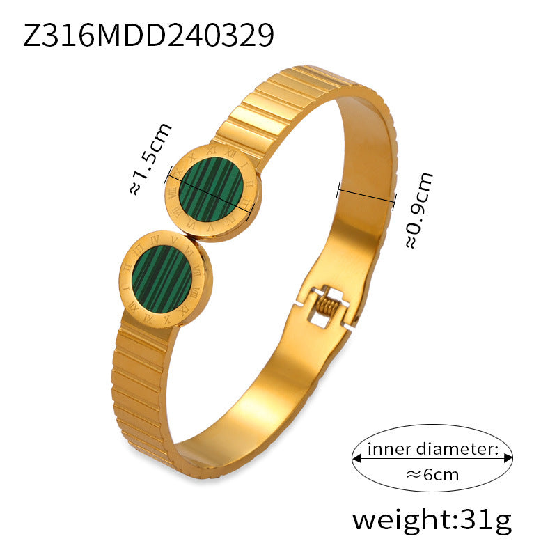 Simple personality niche geometric hollow jewelry texture design sense inlaid diamond design sense titanium steel gold-plated bracelet