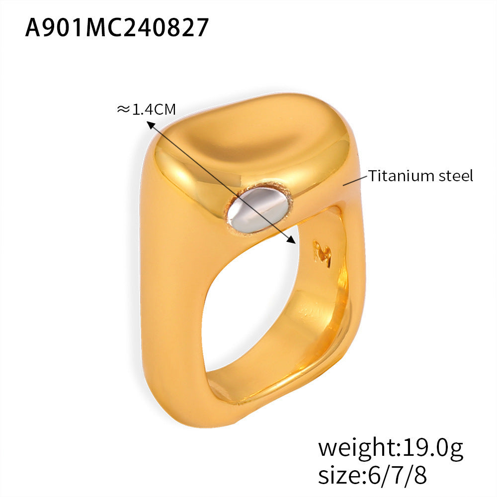 Niche opening geometric gold ring titanium steel electroplating 18K real gold fashion accessories combination spot 99
