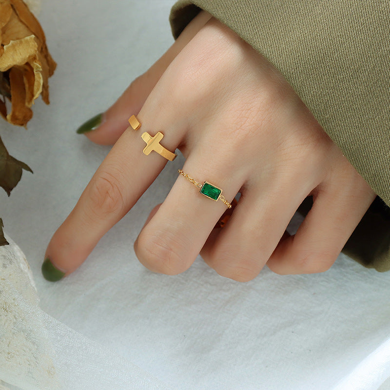 Fashion finger chain, zircon inlaid pull-out ring creative trend metal hand jewelry A276pp