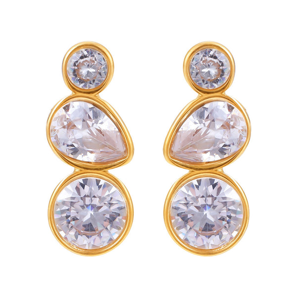 New simple geometric water drop inlaid zircon stud earrings stainless steel 18K gold anti-allergic earrings