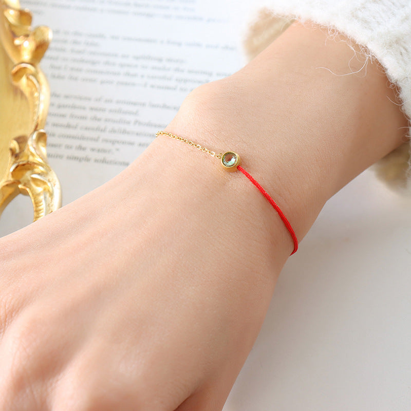 Fashion simple red rope bracelet men and women light luxury niche exquisite titanium steel gold-plated chain woven hand rope girlfriend versatile 99