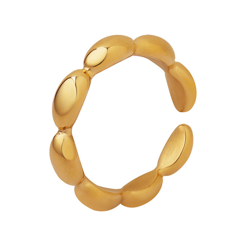 Simple style geometric oval splicing ring non-fading titanium steel gold-plated ring A211