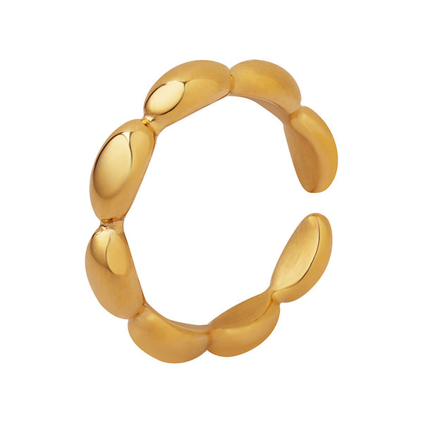 Simple style geometric oval splicing ring non-fading titanium steel gold-plated ring A211