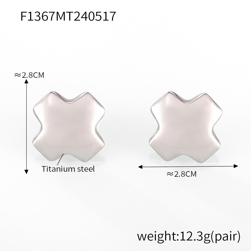 Stainless steel electroplating 18K real gold irregular geometric three-dimensional stud earrings combination factory spot wholesale