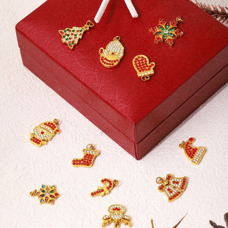Christmas series titanium steel zircon pendant DIY jewelry cute atmosphere holiday element accessories accessories