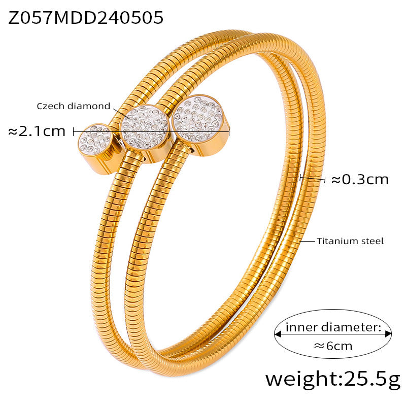 Hot-selling niche personalized light luxury jewelry with diamond design sense geometric multi-layer titanium steel temperament versatile bracelet