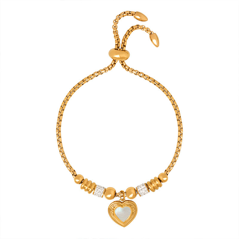 Titanium steel electroplated 18k gold non-fading pendant bracelet female, new retro heart-shaped pendant bracelet wholesale pp