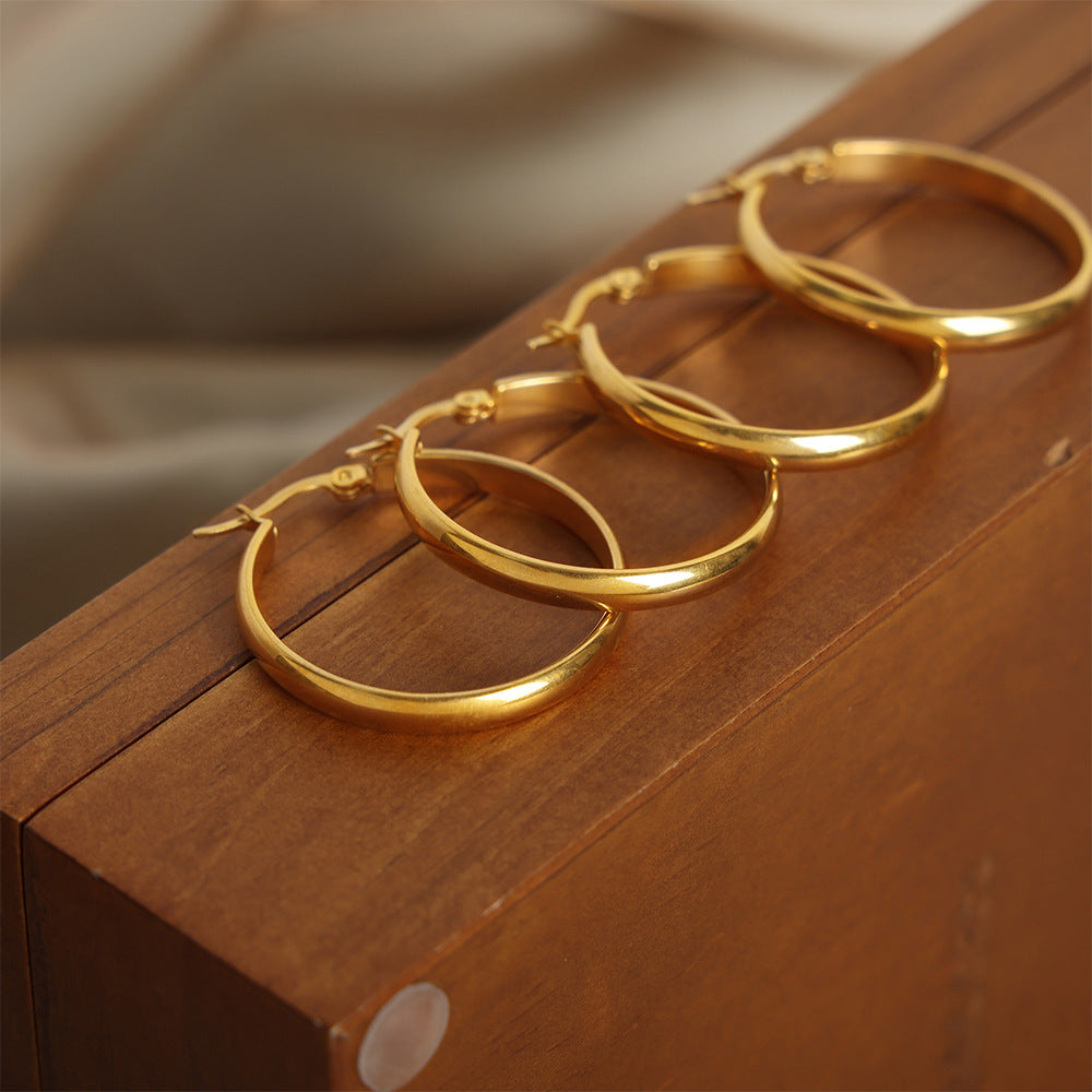 New exaggerated cold wind personalized titanium steel gold-plated geometric ring design earrings high-end fashion jewelry 99